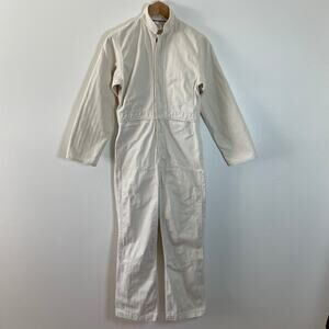 Caron Callahan Fincher Jumpsuit Womens XS Cream Coveralls Heavy Twill Canvas